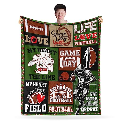 Football Blanket Football Gifts for Boys Men Sports Footballs Flannel Fleece Blanket Footballs Lover Gifts Soft Cozy Throw Blanket Team Gift for Teens Adult 40"x60"