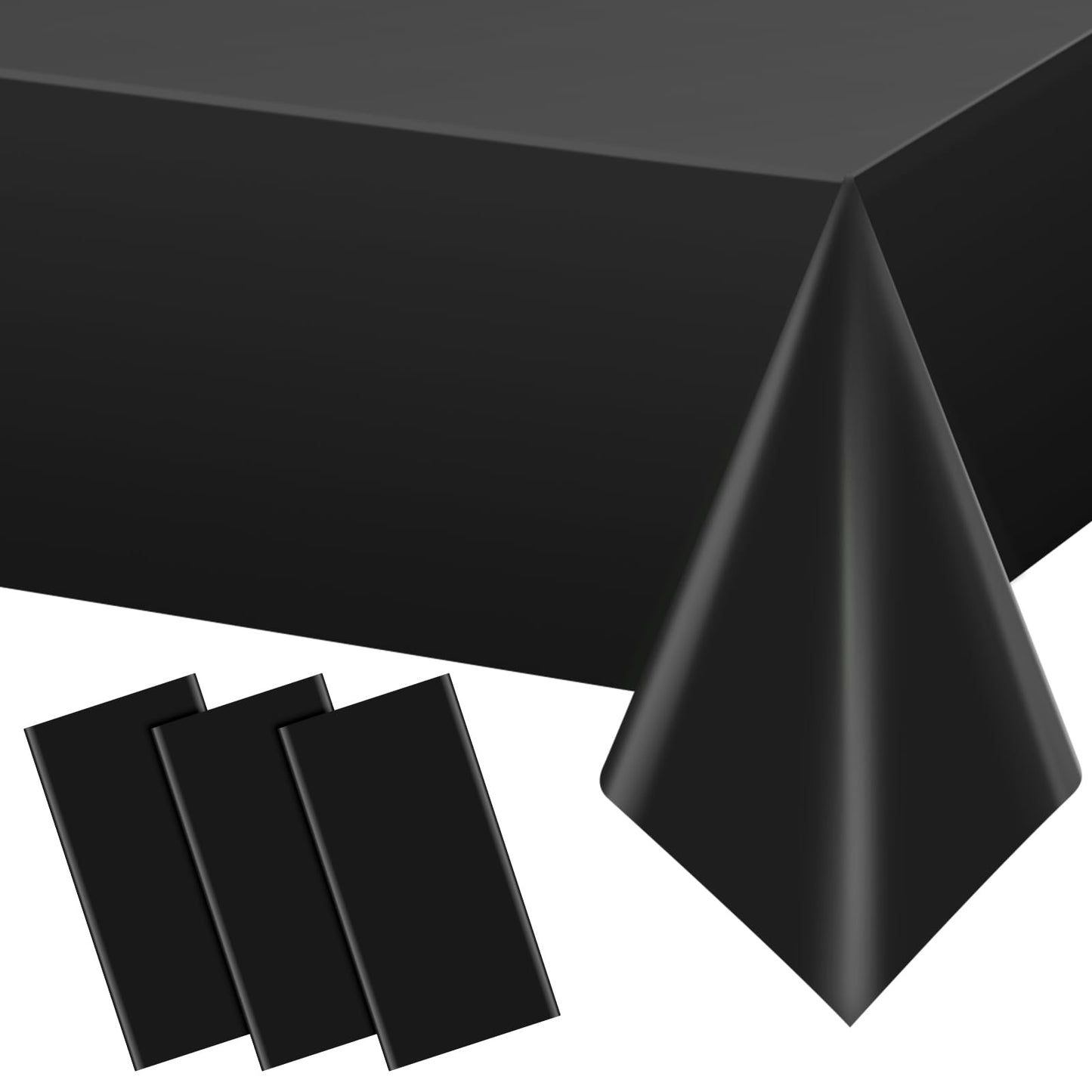 YIDAKO 12Pcs Black Rectangle Tablecloth,Disposable Plastic Table Cloth,Waterproof Black Table Cover for Graduation Birthdays Weddings Anniversary Party Decorations,54 x 108 Inch