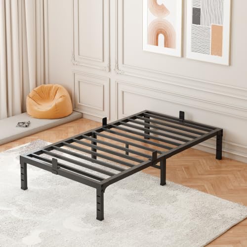 14 Inch Heavy Duty Twin Bed Frame - Steel Platform Support Up to 3500 lbs, Noise-Free, Easy Assembly