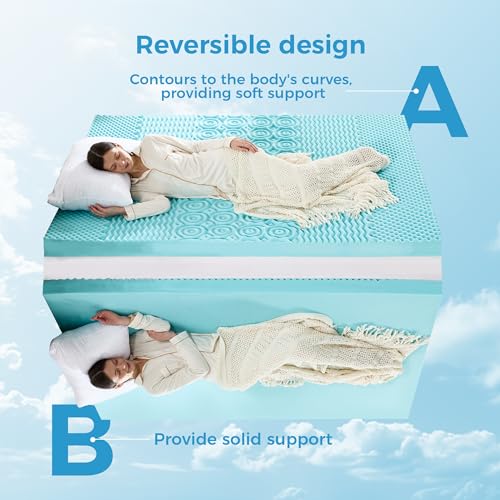 BDEUS Twin XL Cooling Mattress Topper 4 Inch Dual Layer Memory Foam