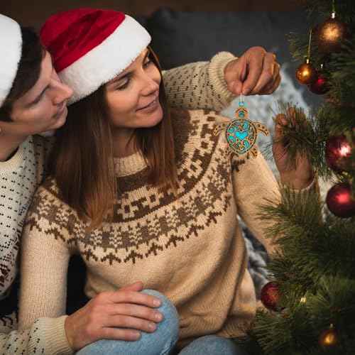 Turtle for Turtle Lover Ocean Beach Themed Xmas Tree Hanging Ornaments Wood Turtle Ornaments for Christmas Tree Gifts for Beach Lover (Turtle Green)