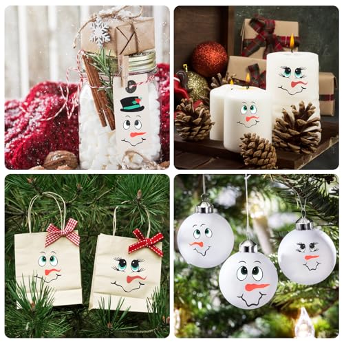 193Pcs Snowman Face Stickers for Crafts Cute Vinyl Snowman Face Decals Christmas Window Sticker Winter Wall Decals for Christmas Glass Water Bottles Cup Window Wall Ornaments Party Decorations