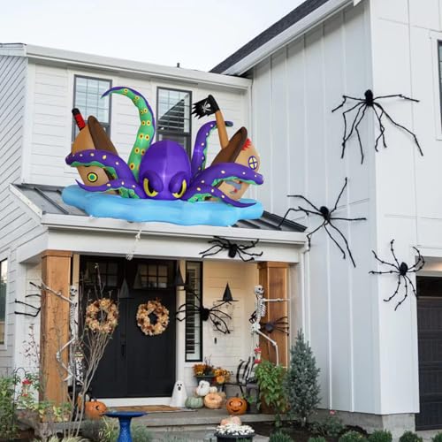 Juegoal Halloween Inflatable Giant Octopus & Haunted Pirate Ship, 7.5FT Lighted Yard Decor