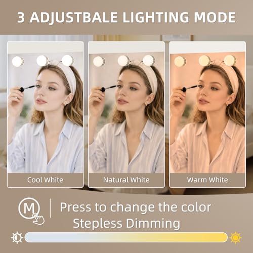 KOKZSSZ 26x20.9 Inch Hollywood Vanity Mirror with Lights, Dimmable LED, 10X Magnification, Wall & Desk Mount