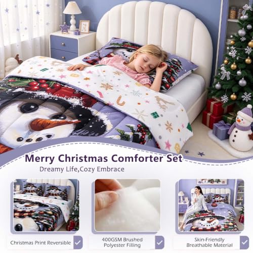 Feelyou Kids Christmas Bedding Set Multi 50 Queen Size Holiday Snowman Comforter