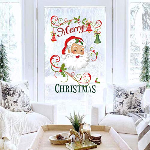 Decalplanet Christmas Santa Wall Decals Merry Christmas Snowflake Xmas Window Clings Removable DIY Wall Art Holiday Window Sticker Bedroom Door D?cor