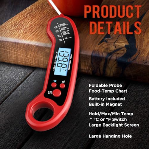 Digital Meat Thermometer for Grilling - Instant Read, Low Light Ready