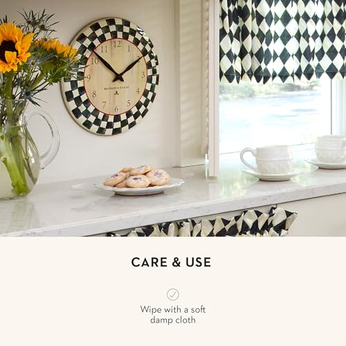 Wall Clock - Black and White Courtly Check Pattern - MacKenzie-Childs - Unique Home Decor