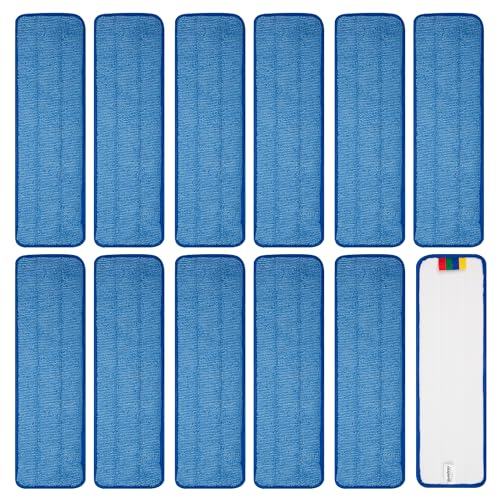 iDeaology 18in Flat Mop Head - Heavy Duty Microfiber Refill for Commercial Cleaning (12 Pack, Rectangular)