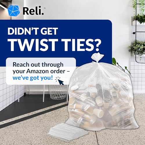 Reli. 40-45 Gallon Heavy Duty Trash Bags Pack of 150 - Leak-Proof Clear Waste Bags