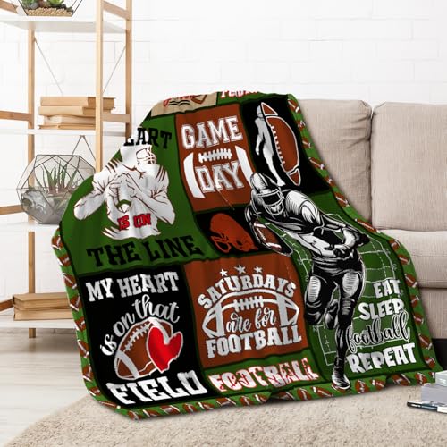 Football Blanket Football Gifts for Boys Men Sports Footballs Flannel Fleece Blanket Footballs Lover Gifts Soft Cozy Throw Blanket Team Gift for Teens Adult 40"x60"