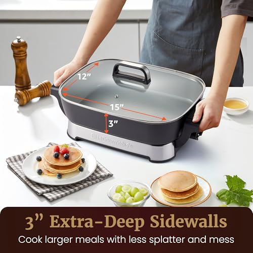 Elite Gourmet 10 Qt Stow-Away Electric Skillet with PFAS-Free Ceramic Coating