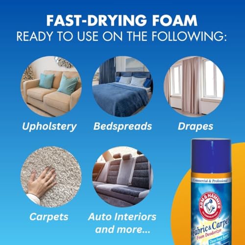 Professional Foam Deodorizer Spray - Fast-Acting Carpet & Upholstery Freshener, 15 fl oz — Pack of 8