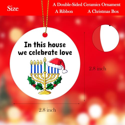 LOVELLOY Hanukkah Christmas Ornament Gift for Women - Blue Ceramic Jewish Holiday Decoration
