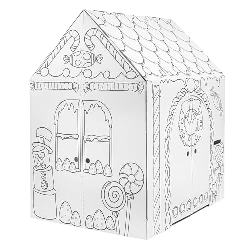Easy Playhouse Cardboard Gingerbread House Kids Fort Art & Craft Kit - Personalized Holiday Playhouse