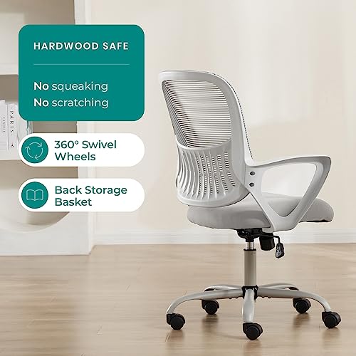 Grey Mesh Ergonomic Office Chair with Lumbar Support and Adjustable Height