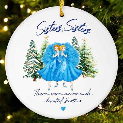 FaCraft Gift for Sisters - Sister Gift from Sisters - Ceramic Sister Christmas Ornament 2025 Xmas Tree Decorations - Birthday Gifts - Best Friends Ornaments for Women Friendship Gifts Home Car Decor