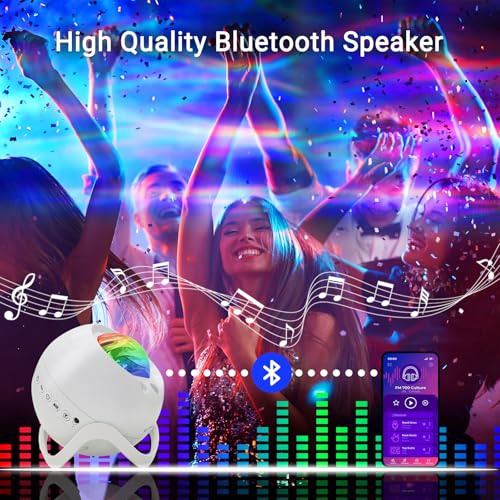 HERHOTER 5.3in Star Projector with Bluetooth Speaker & White Noise - Northern Lights Night Light