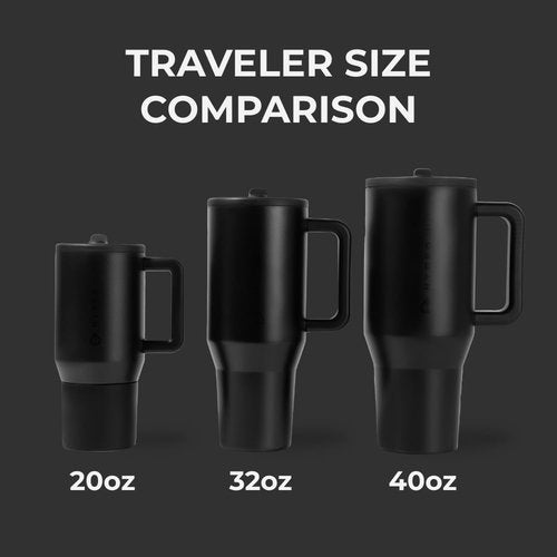 HydroJug Traveler - 40 Oz Insulated Water Bottle with Handle & Flip Straw - Leak Resistant, Black
