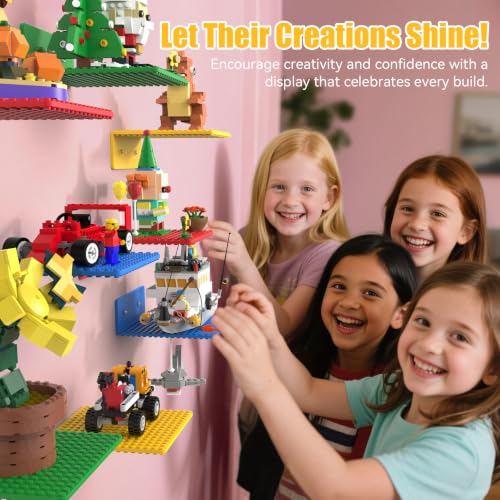 BlissBox 8-Pack Multi-Color Floating Wall Shelves for LEGO Displays, 5x5.5 inch