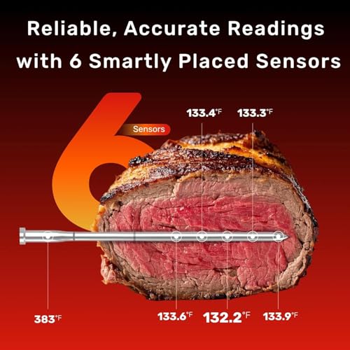 Meatmeet S Pro Wireless Meat Thermometer with 6 Sensors, ±0.18°F Accuracy