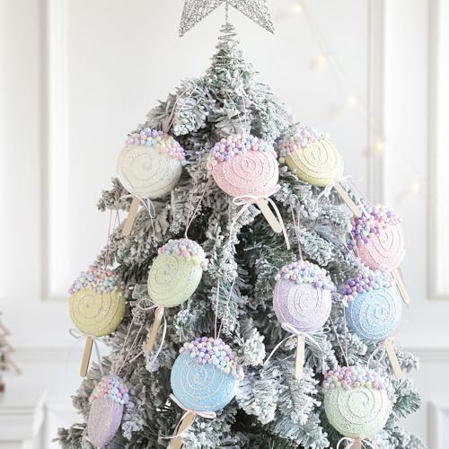Christmas Lollipop Ornaments 6pcs Pastel Color Candy Tree Hanging Set