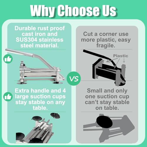 French Fry Cutter 1/2, 3/8 & 1/4 Inch Stainless Steel Potato Slicer - Heavy Duty Kitchen Tool