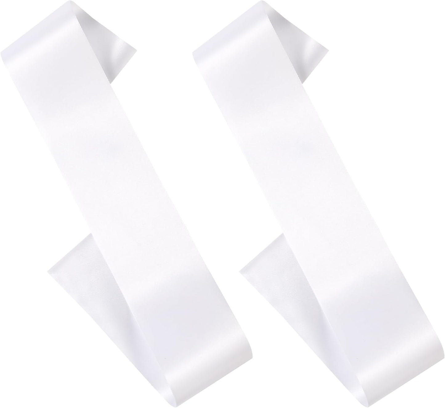 Skiennix White Satin Sash - 2 Pack DIY Pageant & Party Decorations | Includes 2 Pins