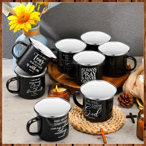Mifoci Christian Enamel Coffee Mugs with Handle Men Women, Black, 12