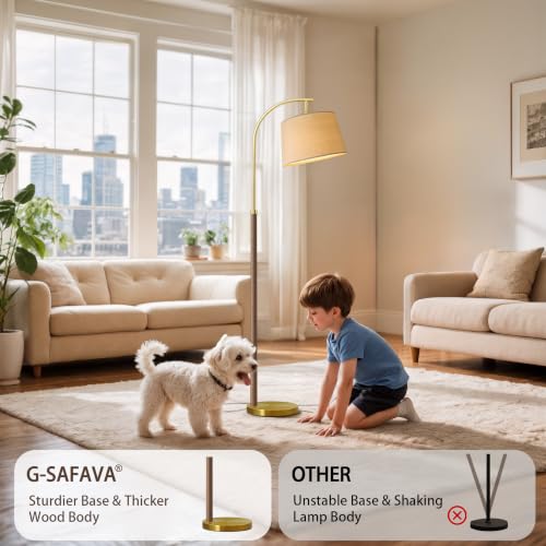 Chestnut 62.5-inch Wooden Floor Lamp with Foot Switch for Living Room