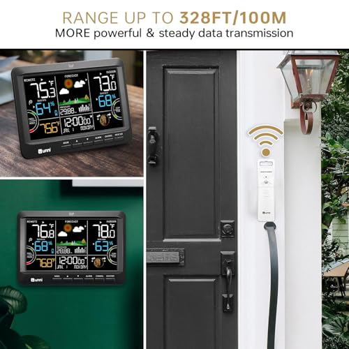 Wireless Indoor Outdoor Weather Station Thermometer Atomic Clock Black - Unni