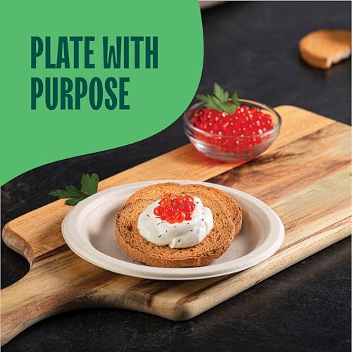 7-Inch Compostable Sugarcane Plates - 1000 Pack, Heavy-Duty Eco-Friendly Disposable Dinnerware - Variation of THIS listing