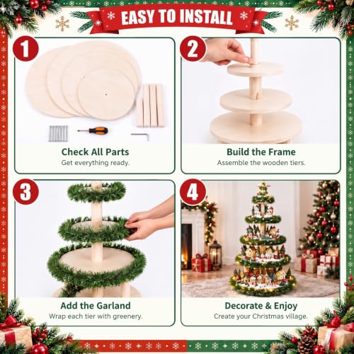 Barydat 5 Tier 59-Inch Christmas Tree Bookshelf - Village Display Stand