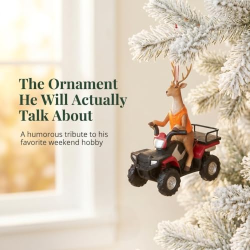 Deer Hunter Buck Ornament for Christmas Tree ATV Resin Decor Midwest CBK