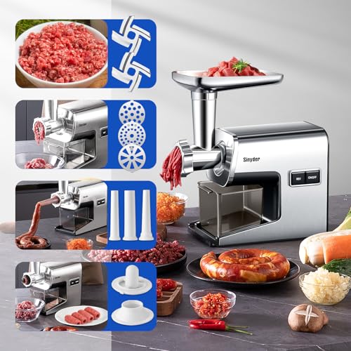 Sinyder Electric Meat Grinder 3000W Max Stainless Steel Sliver