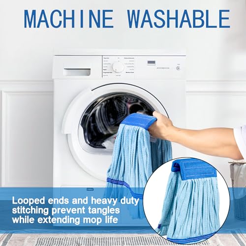 10-Pack Large Microfiber Mop Refill Heads - 400 GSM Commercial Wet Mop Replacement - Blue - Variation of THIS listing