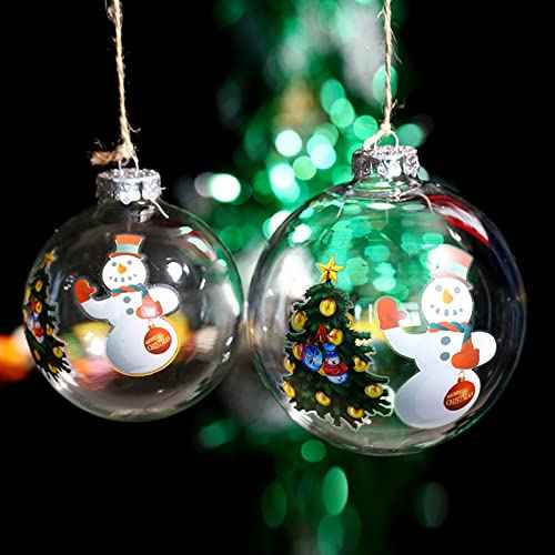 12 Pcs DIY Clear Plastic Fillable Balls Ornament, 2.36Inch Christmas Balls for Christmas, Halloween, Birthday, Wedding Decor, Crafts Decorations (60 mm)