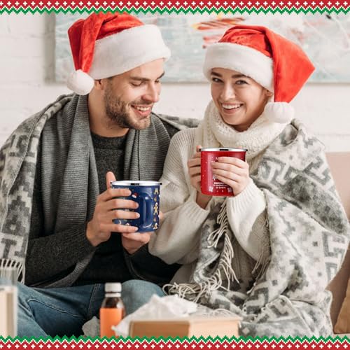 Sliner 16 Pack Christmas Enamel Coffee Mugs 12 oz Classic Style