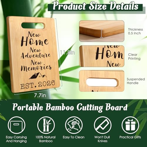 Housewarming Gifts Engraved Bamboo Cutting Board - New Home, MY-ALVVAYS, 7.7x11.8 Inches