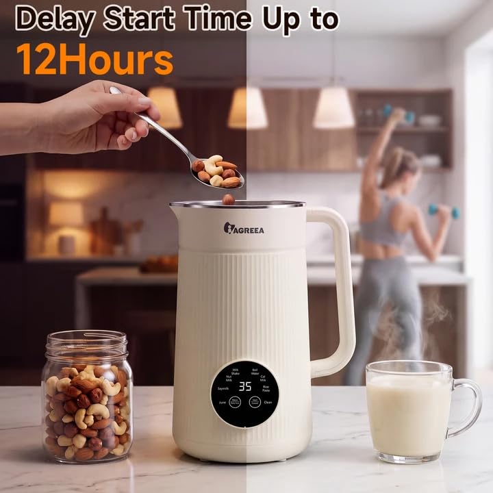White Nut Milk Maker Machine 35oz Soy Almond Oat Milk & Juice Blender