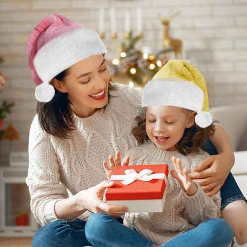 Santa Hats for Kids, Unisex Velvet Touch Comfort Christmas Hats for New Year Festive Party Christmas Supplies