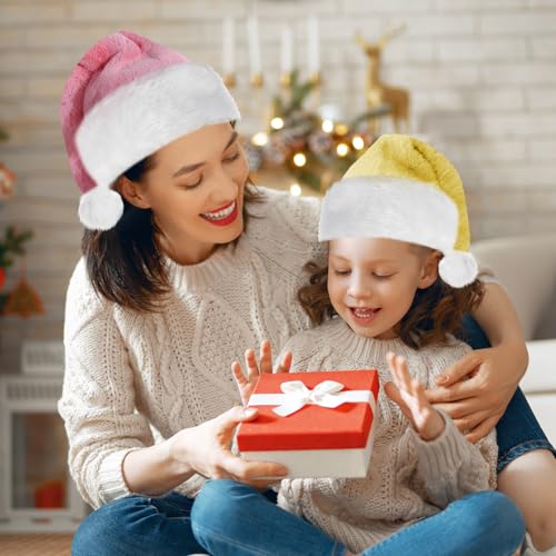 Tokforty Santa Hats for Kids Plush Unisex Xmas Hat - Green