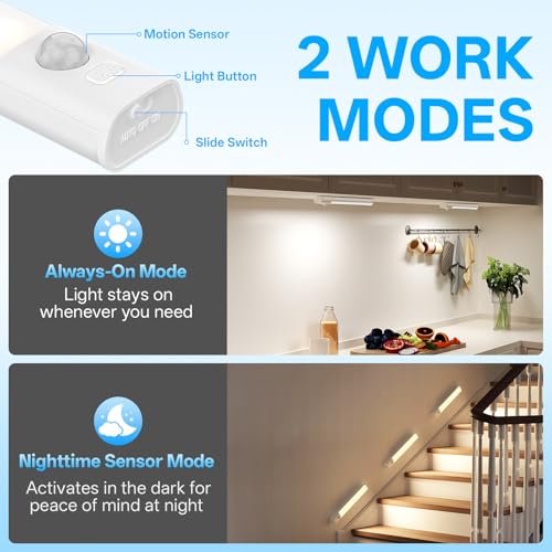 Under Cabinet Lighting with Charging Station - 6 Pack, Battery Operated, Motion Sensor, Dimmable & Adjustable Color