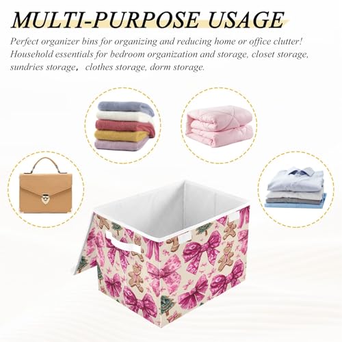 Bolaz Christmas5 Storage Bins with Lids Handles Collapsible Organizers, 12.6x16.5 Inches