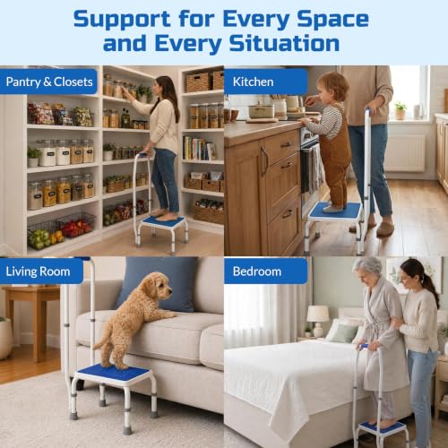 Adjustable Step Stool with Handle for Seniors 300 lb Capacity - Platinum Health