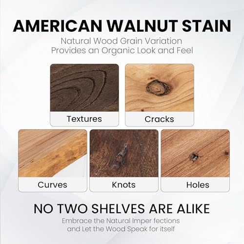 Fun Memories Natural Finish Live Edge Floating Shelves Set of 2, 32" Wide Wall Shelves