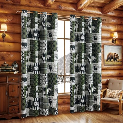 Dark Green Christmas Curtains for Living Room & Bedroom, 52W x 84L, 2 Panels