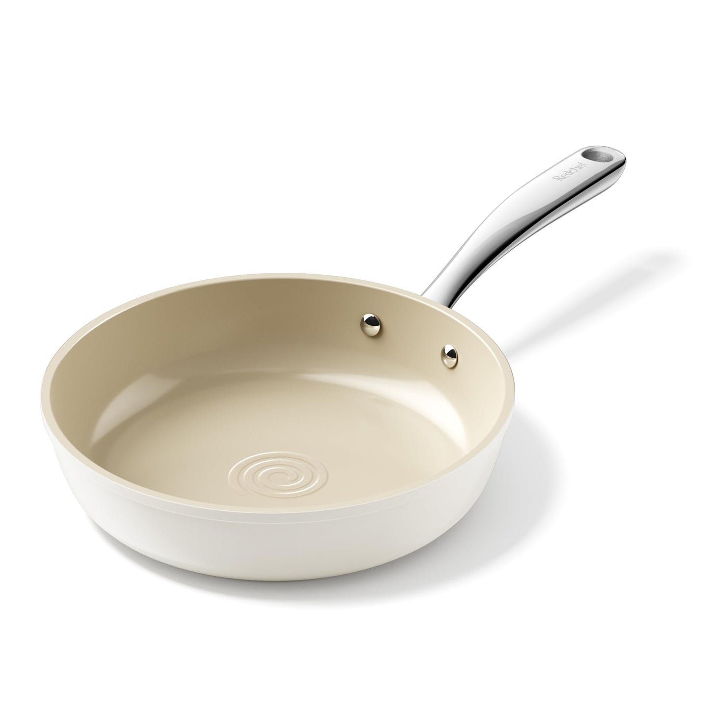 Redchef Ceramic Non Stick Frying Pans, Nonstick Frying Pan Skillet, Ceramic Egg Pan with Stay Cool Handle, Non Toxic Induction Pan for Cooking, PFOA & PFAS Free, Oven & Dishwasher Safe (8" Beige)