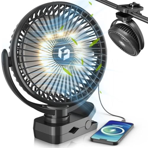 AVAVO 40000mAh Clip-On Fan Black - Rechargeable Portable Fan with 150H Runtime