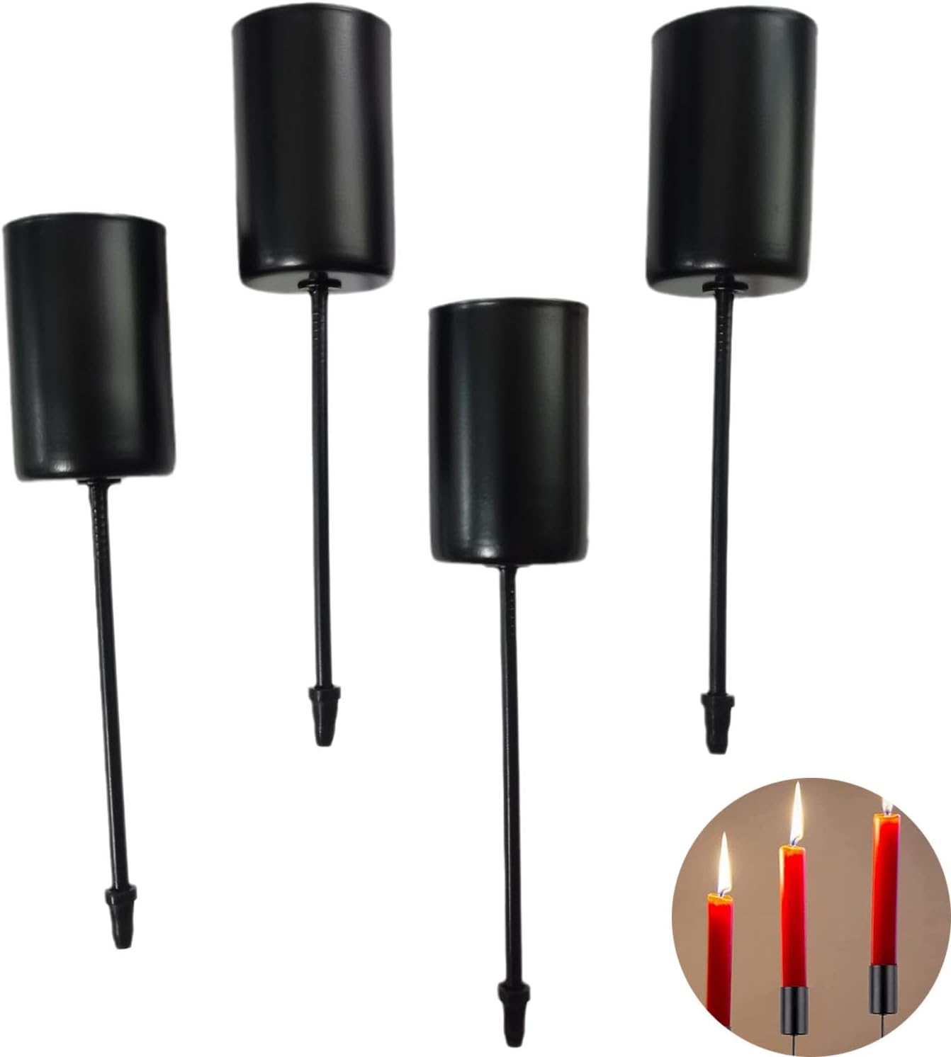 Skiennix Candle Holder Stakes - Heavy Duty Taper Candlestick Holders for Floral Centerpieces | 4 Pack